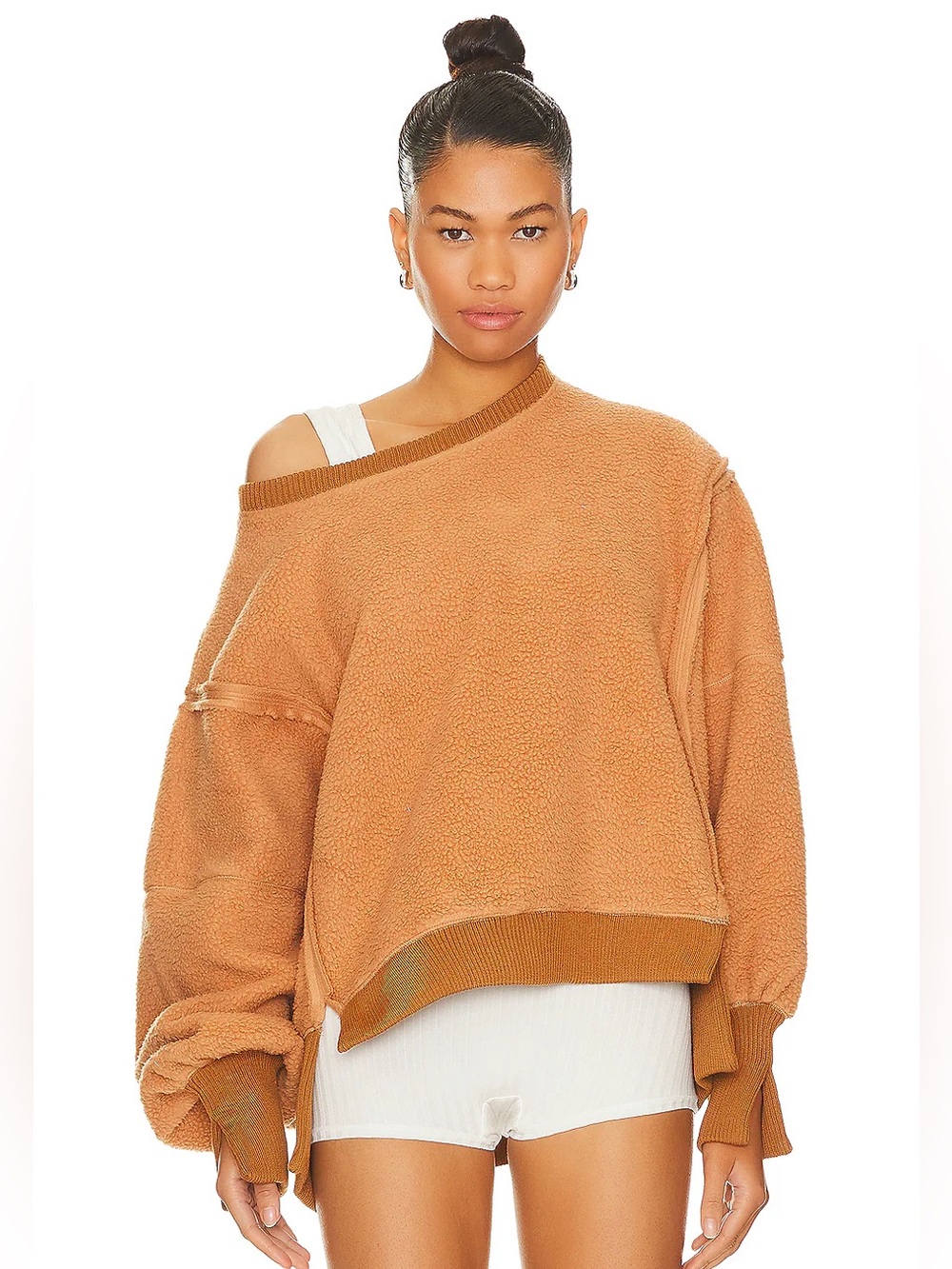 Free People We The Free Cozy Camden Sweatshirt in Sand Storm size Small